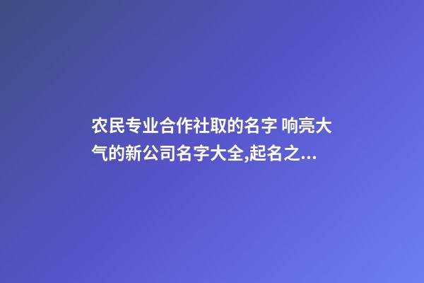 农民专业合作社取的名字 响亮大气的新公司名字大全,起名之家-第1张-公司起名-玄机派